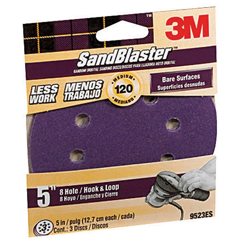3M 5 in. Dia. Sanding Disc 120 Grit Medium Hook and Loop 3 pk