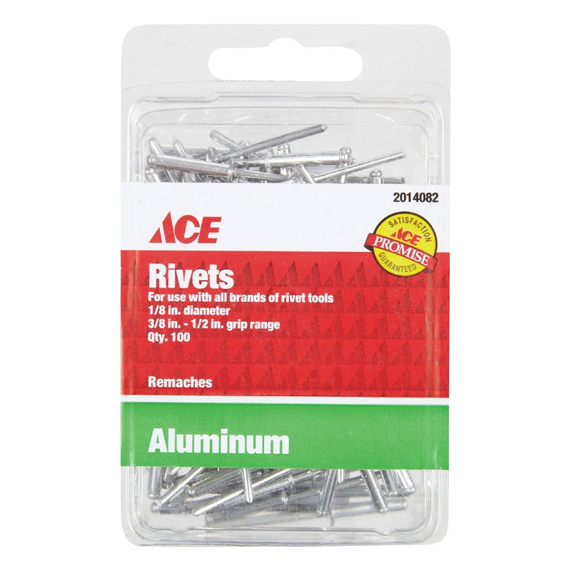 Ace 1/8 in. Dia. x 1/2 in. Aluminium Rivets 100 pk