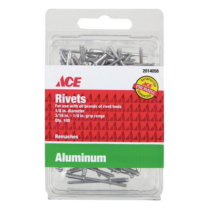 Ace 1/8 in. Dia. x 1/4 in. Aluminum Rivets 100 pk