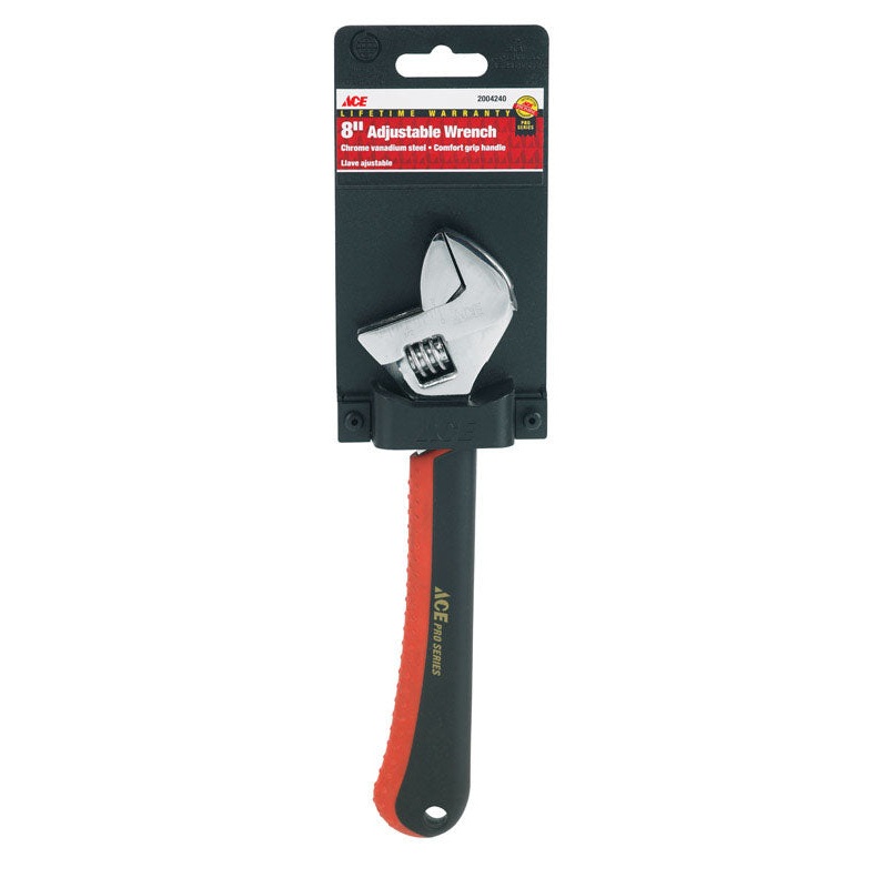 Ace 8 in. L Chrome Vanadium Steel Adjustable Wrench