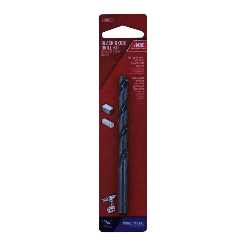 Ace Black Oxide 19/64 in. Dia. Drill Bit 1 pc.