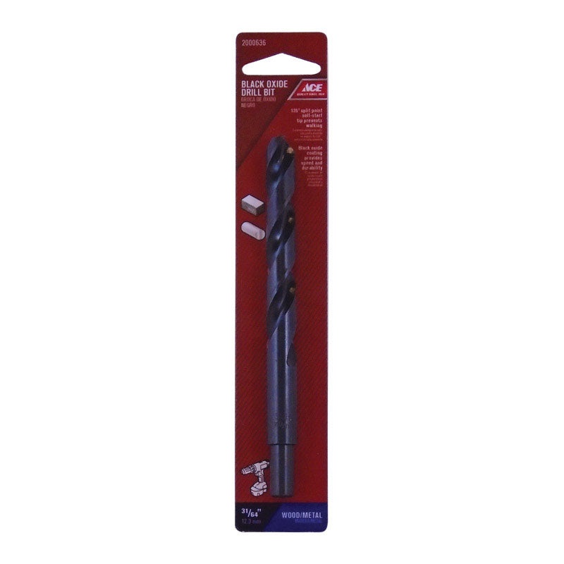 Ace Black Oxide Reduced 31/64 in. Dia. Drill Bit 1 pc.