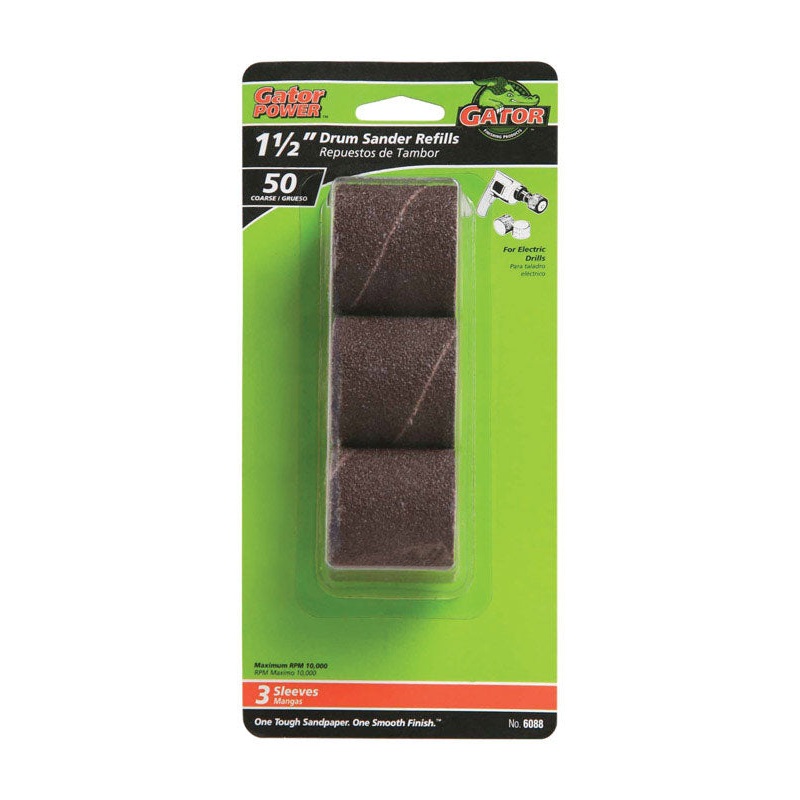 Gator Grit 1.5 in. Dia. x 0.3 in. Dia. 50 Grit Abrasive Sleeve Refill Aluminum Oxide