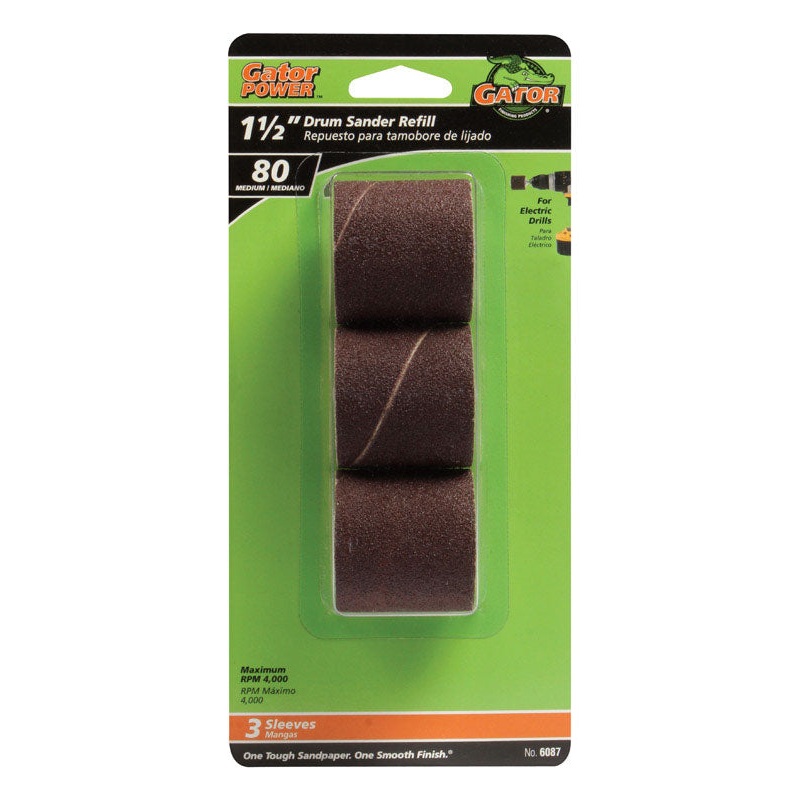 Gator Grit 1.5 in. Dia. x 0.3 in. Dia. 80 Grit Drum Sander Refill Aluminum Oxide