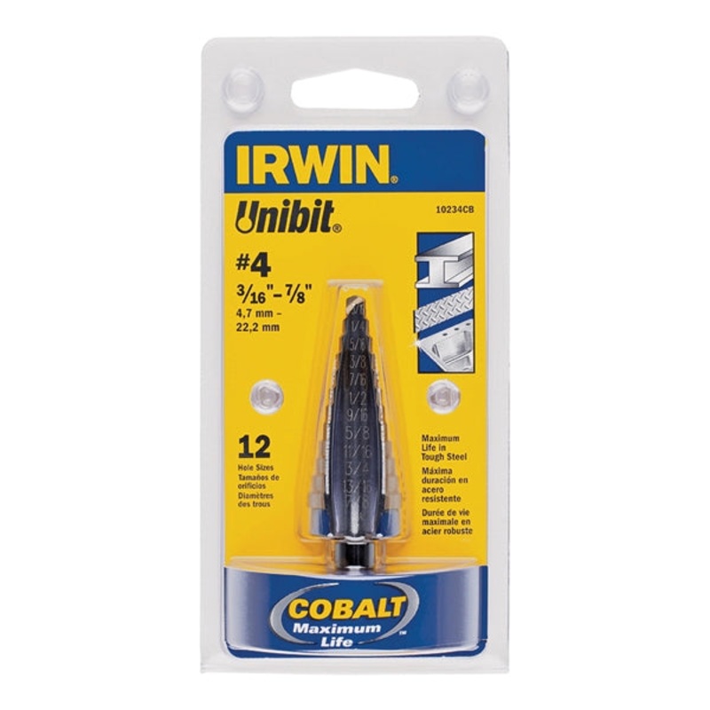 Irwin Unibit High Speed Steel Hex 3/16 – 7/8 in. Dia. Step Drill Bit 1 pc.