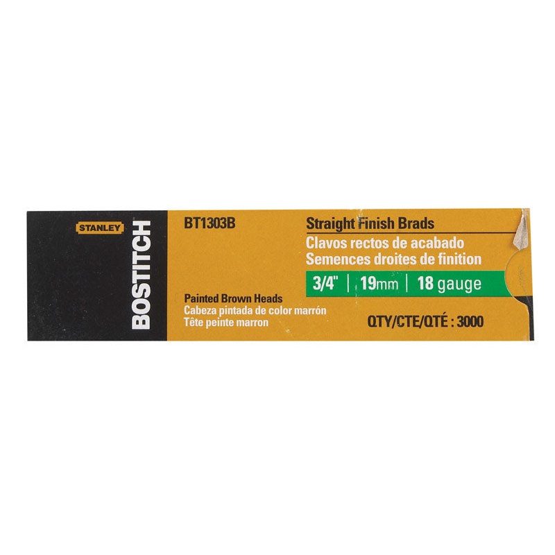 Stanley Bostitch 3/4 in. L 18 Ga. Straight Brad Nails 3,000 pc.