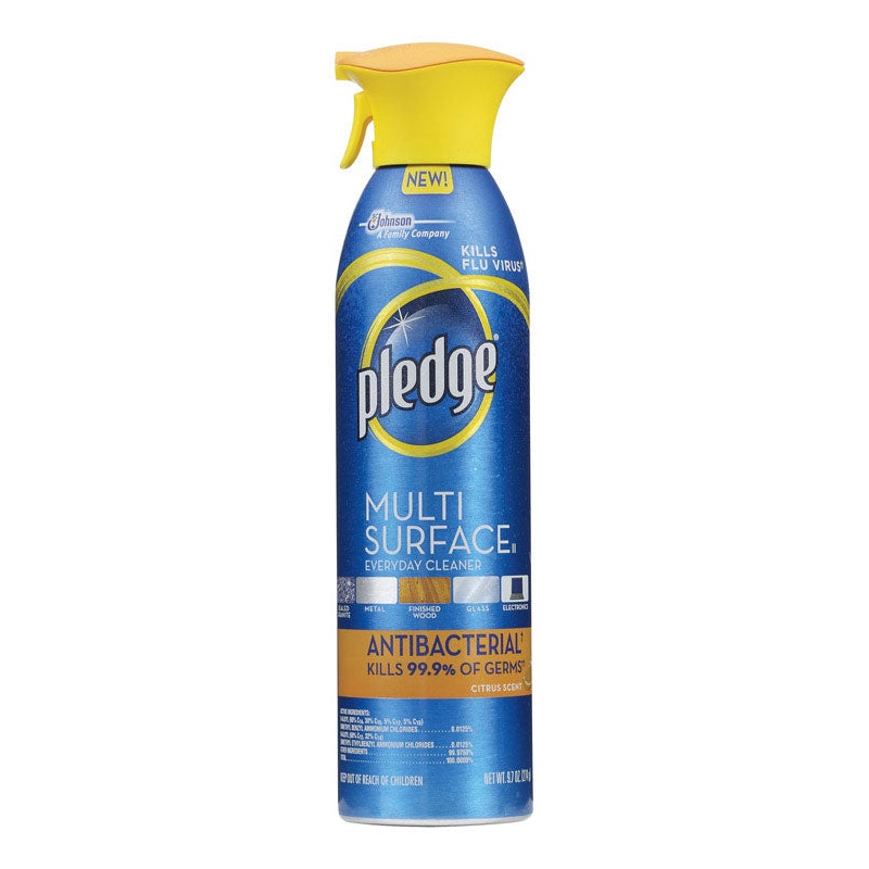Pledge Antibacterial Citrus Scent Multi-Surface Cleaner 9.7 oz. Liquid For Glass, Metal, Sealed