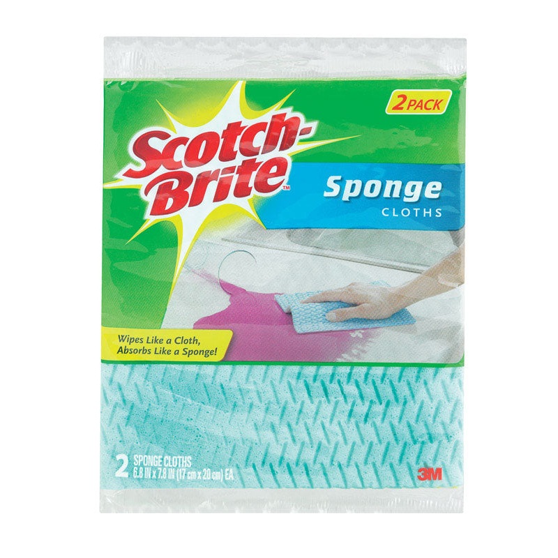 Scotch-Brite Cellulose Sponge Cloth 6.8 in. L x 7.8 in. W 2 pk