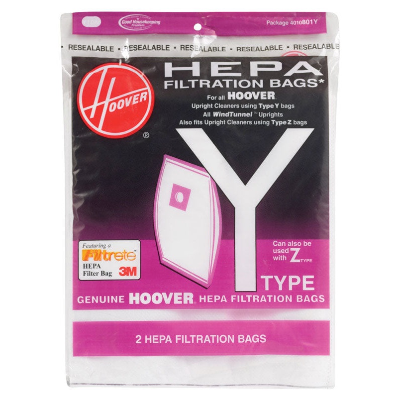 Hoover Windtunnel Vacuum Bag HEPA Type Y Fits all Hoover upright cleaners and all Windtunnel Bagged