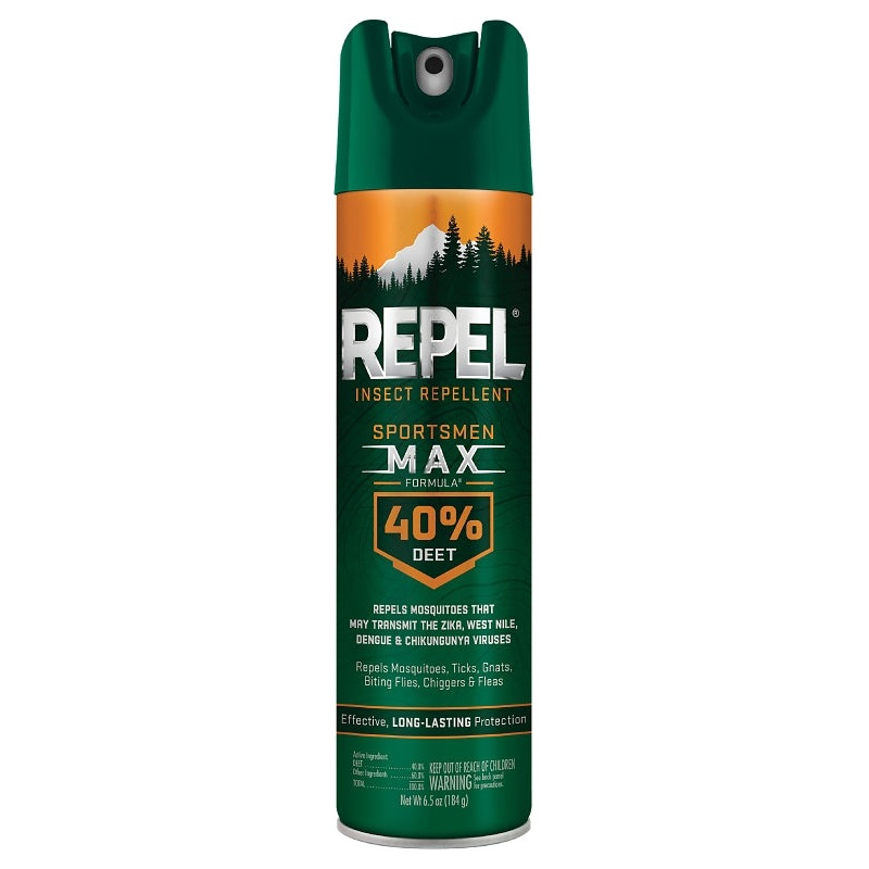 Repel Sportsmen Max HG-33801 Insect Repellent, 6.5 oz, Aerosol Can, Liquid, Pale Yellow, Deet, Ethanol