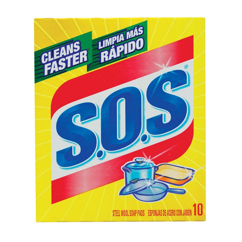 S.O.S. For Multi-Purpose Steel Wool Soap Pads 10 pk