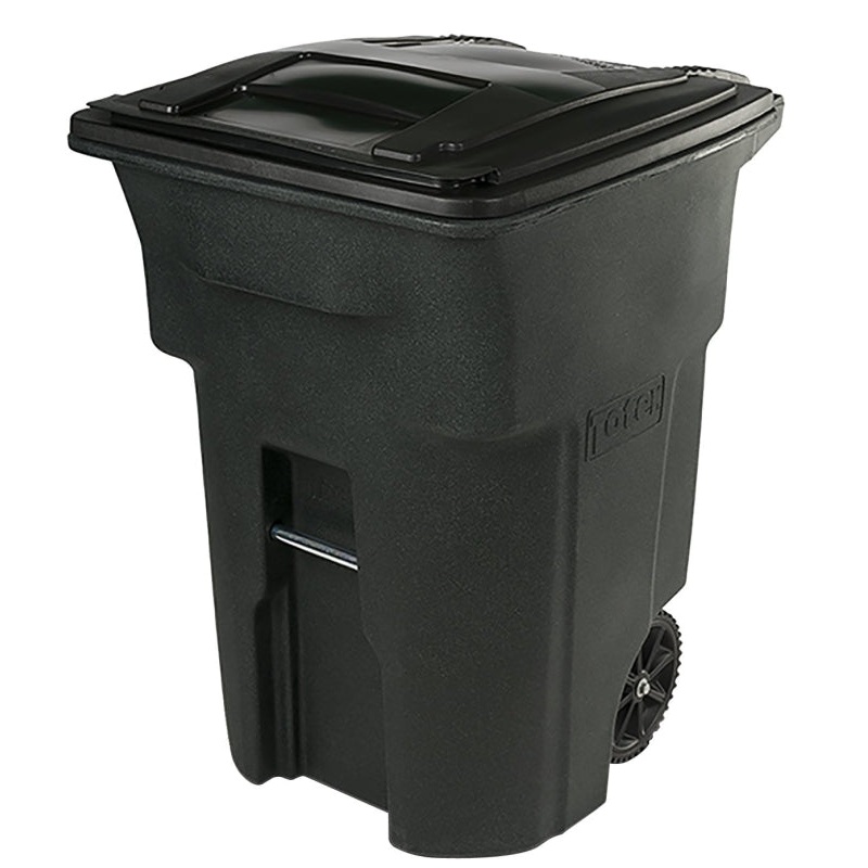 Toter 79296-R2968 Trash Can with Wheels and Attached Lid, 96 gal Capacity, Polyethylene, Greenstone, Lid Closure