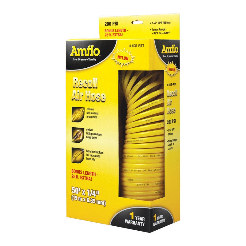 Amflo Recoil Air Hose 1/4 in. x 50 ft. L 200 psi