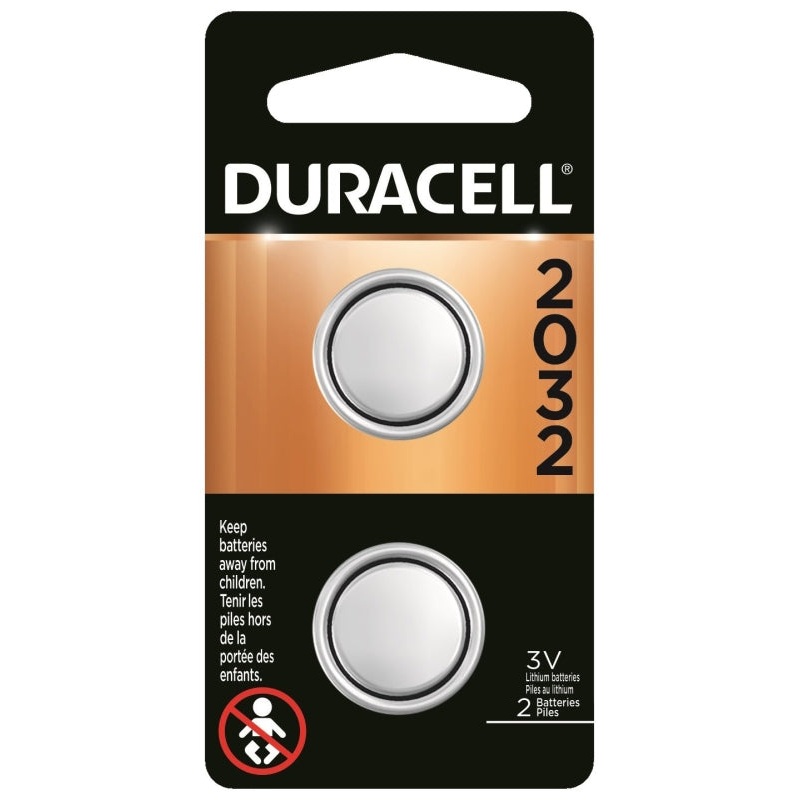 Duracell DL2032B2PK Battery, 3 V Battery, 220 mAh, CR2032 Battery, Lithium, Manganese Dioxide, Pack of 6