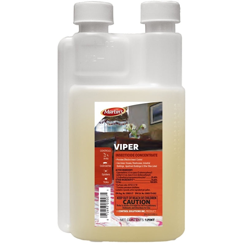 Martin’s 82005007 Viper Insecticide Concentrate, Liquid, Spray Application, Indoor/Outdoor, 1 pt
