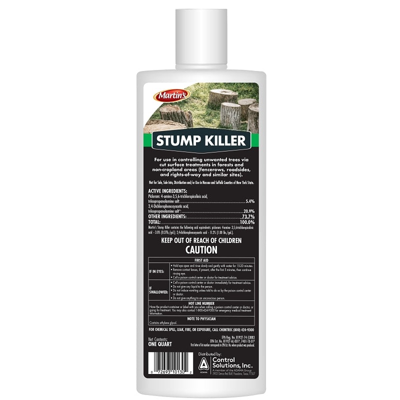 Martin’s 82210013 Ready-to-Use Stump Killer, Liquid, Blue, 1 qt Bottle