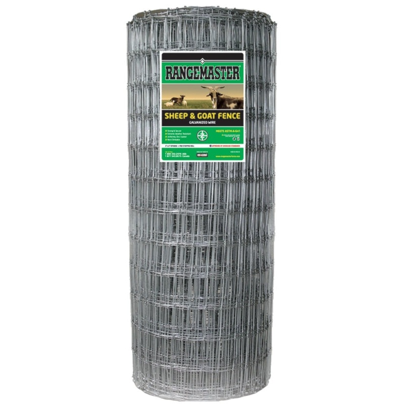 Rangemaster 6965 Sheep and Goat Fence, 330 ft L, 48 in H, 4 x 4 in Mesh, 12.5 Gauge, Zinc