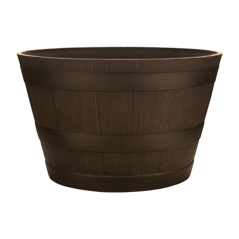 Southern 20.5 in. W Brown Resin Whiskey Barrel Planter