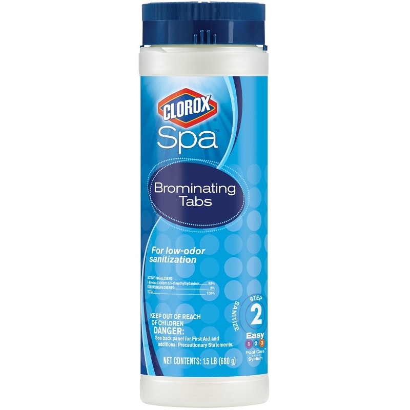 Clorox 20001CSP Brominating Tablet, 1.5 lb, Tablet, Chlorine Bromine, White, Pack of 6