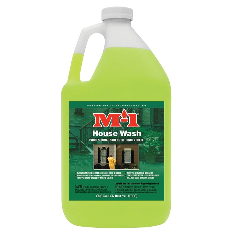 M-1 HW1G House Wash Cleaner, Liquid, Mild, Yellow, 1 gal, Bottle, Pack of 4