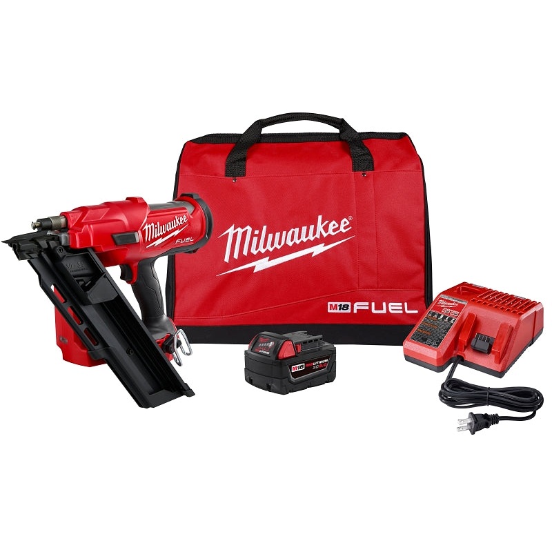 Milwaukee 2745-21 Framing Nailer Kit, Battery Included, 18 V, 5 Ah, 43 Nails Magazine, 30 to 34 deg Collation