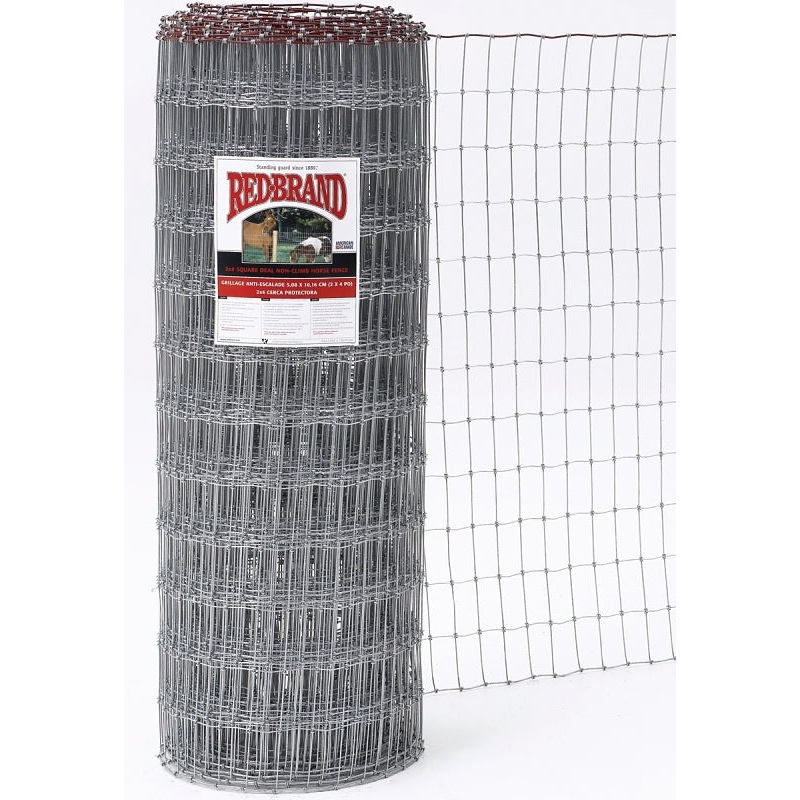 Red Brand Square Deal Tradition 70312 Horse Fence, 200 ft L, 48 in H, Non-Climb Mesh, 2 x 4 in Mesh, 12.5 ga Gauge