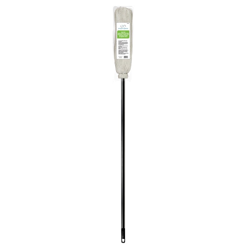 Simple Spaces 750P Deck Mop with Handle, 65 in L, Cotton Mop Head, White Mop Head