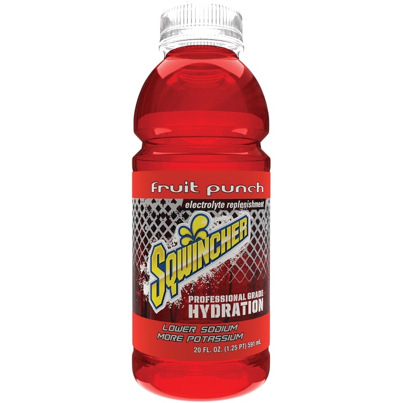 Sqwincher X374-MB600 Ready-to-Drink Hydration, Liquid, Fruit Punch Flavor, 20 oz Bottle, Pack of 24