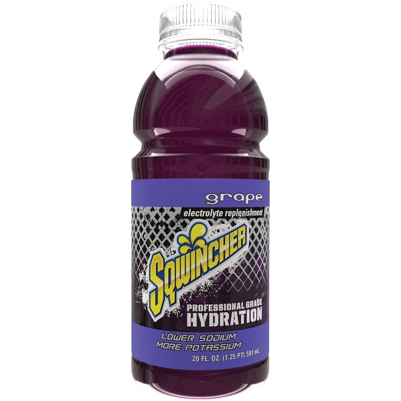 Sqwincher X375-MB600 Ready-to-Drink Hydration, Liquid, Grape Flavor, 20 oz Bottle, Pack of 24