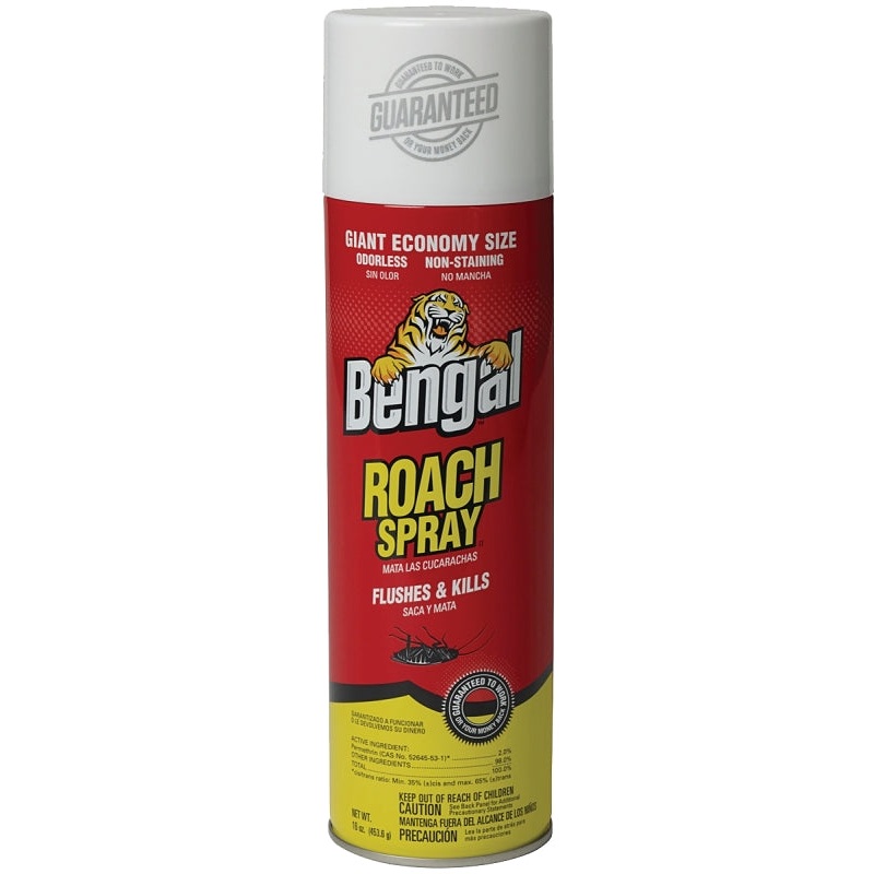 Bengal 96837 Roach Spray, Liquid, Spray Application, 16 oz Aerosol Can