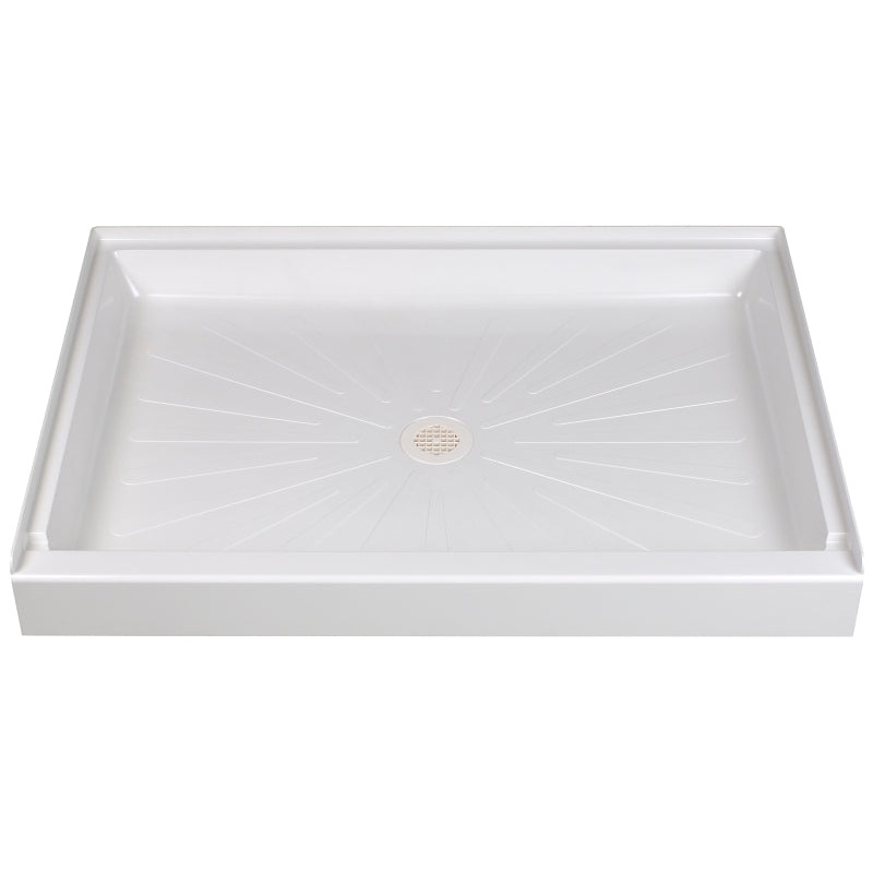 Durabase 3448M Shower Base, 34 in L, 48 in W, 5-1/2 in H, Fiberglass, White