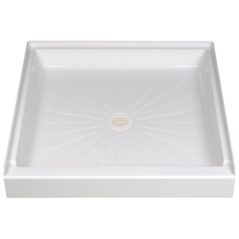 Durabase 3636M Shower Base, 36 in L, 36 in W, 5-1/2 in H, Fiberglass, White