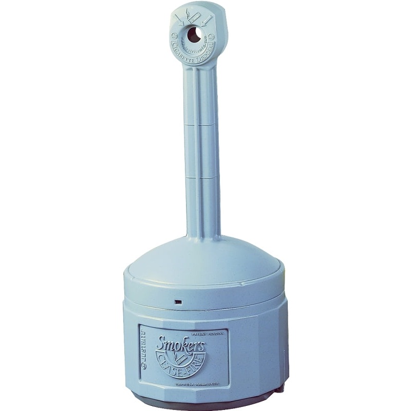 Justrite Smoker’s Cease Fire 26800 Cigarette Butt Receptacle, 4 gal, Polyethylene, Pewter Gray