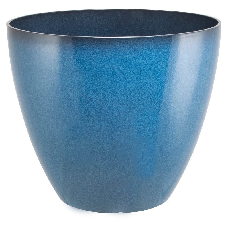 Landscapers Select PT-S080 Planter, 15 in Dia, 12-3/4 in H, Round, Resin, Blue, Blue, Pack of 6