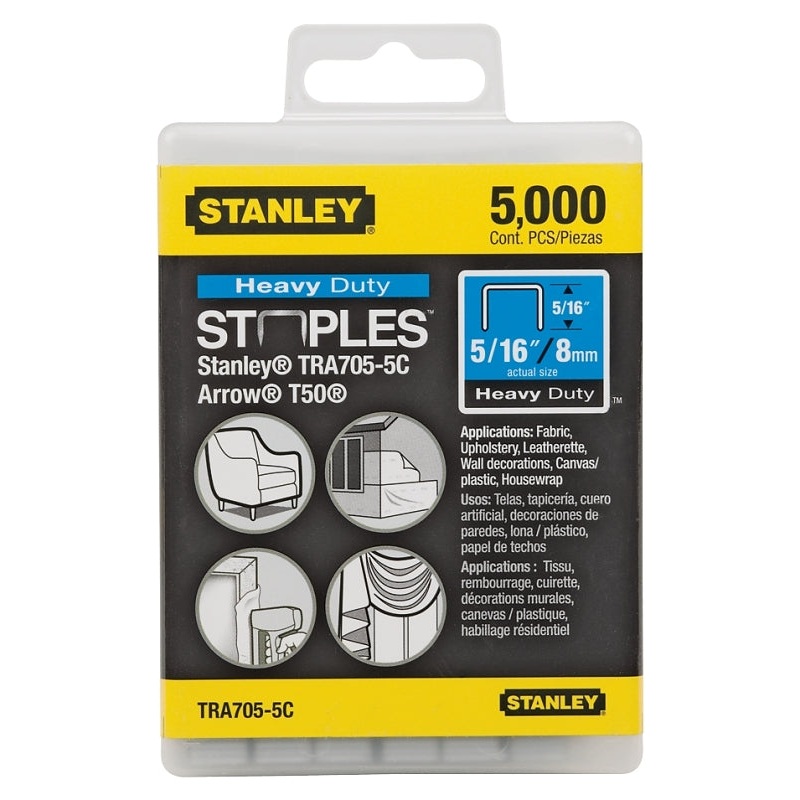 STANLEY TRA705-5C Staple, 27/64 in W Crown, 5/16 in L Leg, Steel, 24 ga Gauge