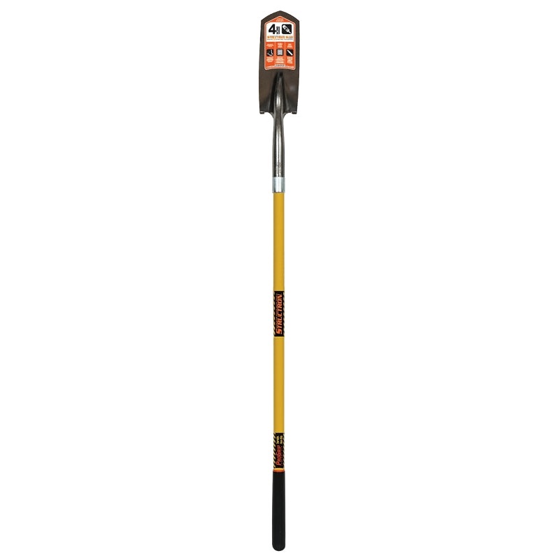 Structron S700 SpringFlex 89184 Trenching Shovel, 4 in W Blade, 14 ga Gauge, Steel Blade, Fiberglass Handle, Long Handle