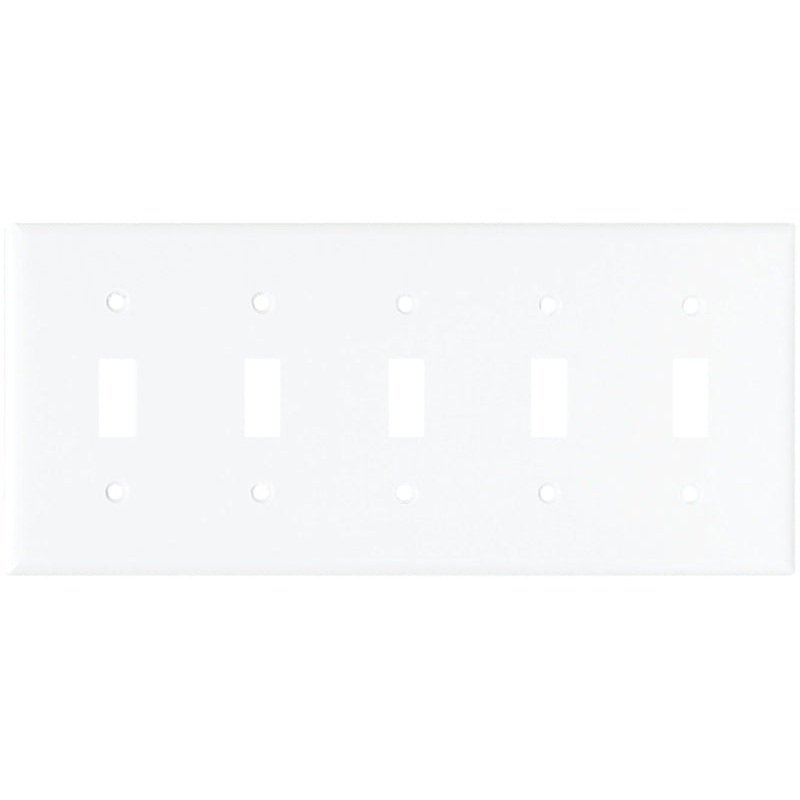 Arrow Hart 2155W-BOX Wallplate, 4-1/2 in L, 10 in W, 5-Gang, Thermoset, White