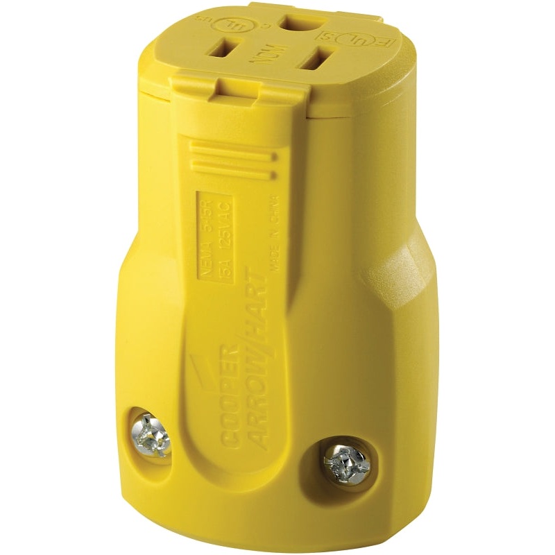 Arrow Hart AH5969Y Electrical Connector, 2 -Pole, 15 A, 125 V, Female, NEMA: NEMA 5-15, Yellow