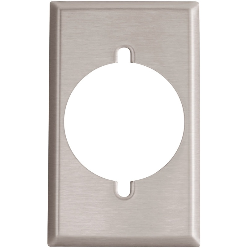 Eaton 93221-BOX Power Outlet Wallplate, 5-1/4 in L, 3-3/4 in W, 1-Gang, Stainless Steel, Brushed Satin, Screw