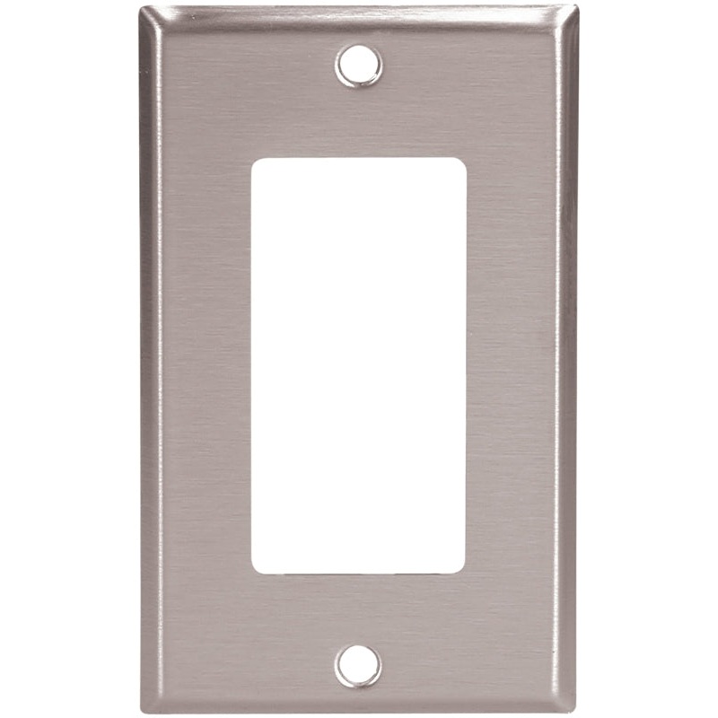 Eaton 93401-SP-L Wallplate, Standard-Size, 4-1/2 in L, 2-3/4 in W, 1-Gang, Stainless Steel, Brushed Satin