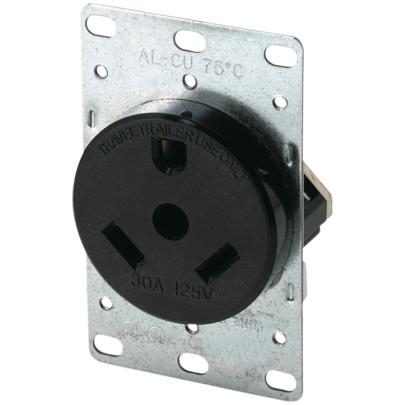 Eaton Cooper Wiring 1263-BOX Power Receptacle, 2 -Pole, 125 V, 30 A, NEMA: NEMA TT-30R, Brown