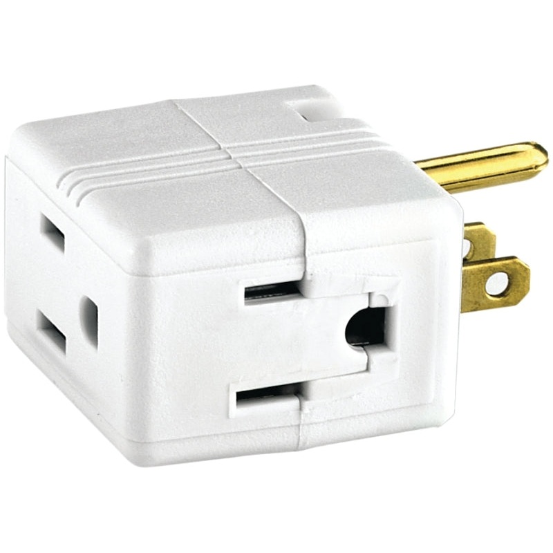 Eaton Cooper Wiring 1482W-BOX Outlet Tap, 2 -Pole, 15 A, 125 V, 3 -Outlet, NEMA: NEMA 5-15R