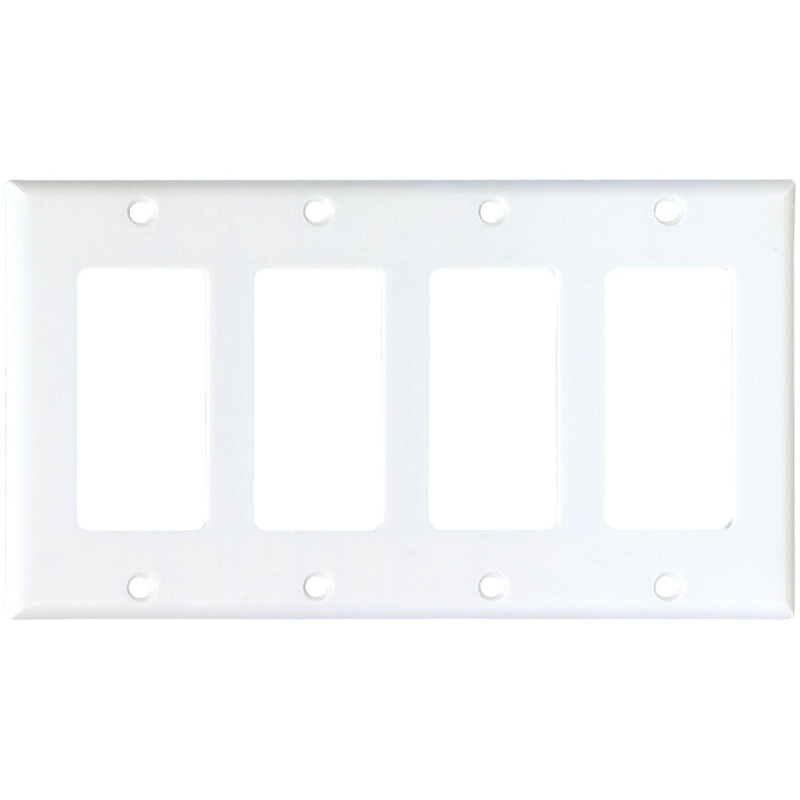Eaton Cooper Wiring 2164W-BOX Wallplate, 4-1/2 in L, 8.19 in W, 4 -Gang, Thermoset, White, High-Gloss