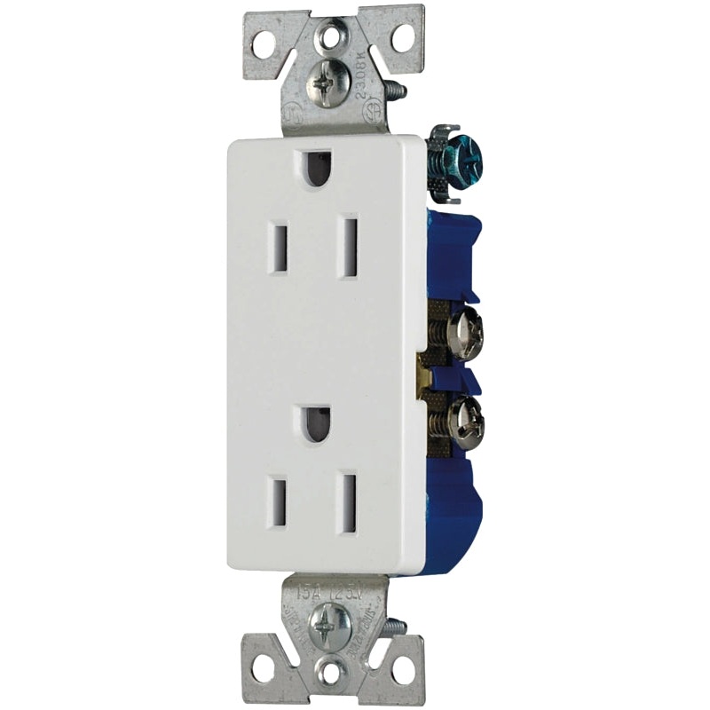 Eaton Wiring Devices 1107W-JP-C Duplex Receptacle, Nylon, White, 2-Pole, 15 A, 125 V, Back, Side Wiring
