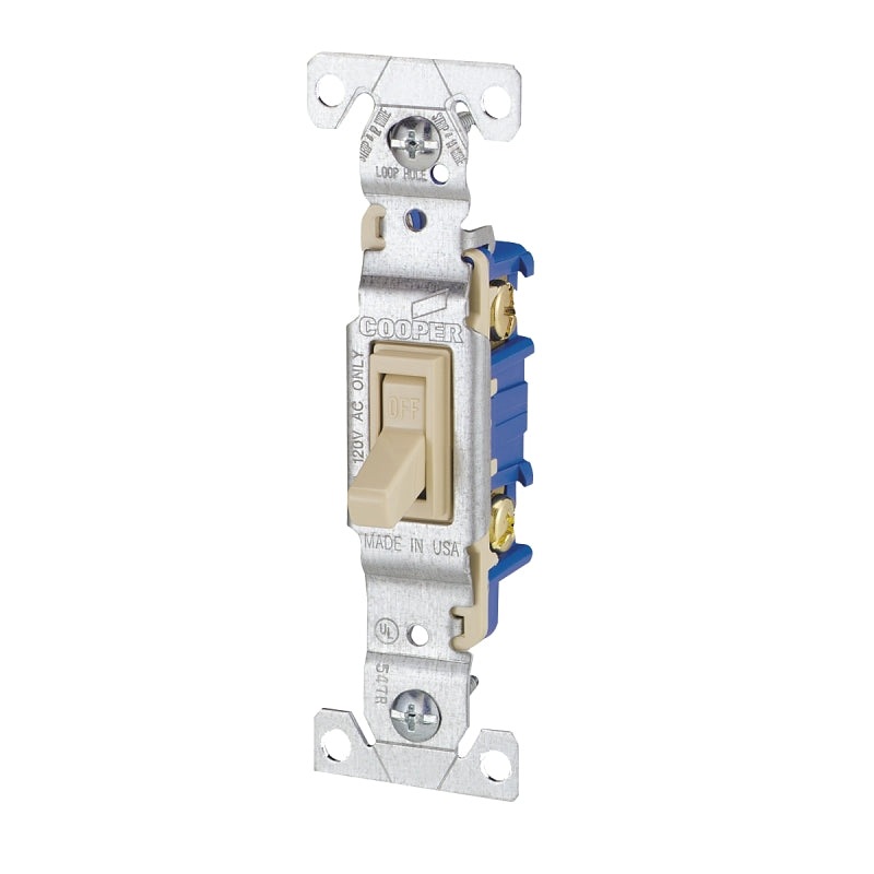 Eaton Wiring Devices 1301V Toggle Switch, 120 V, Wall Mounting, Polycarbonate, Ivory, Pack of 10