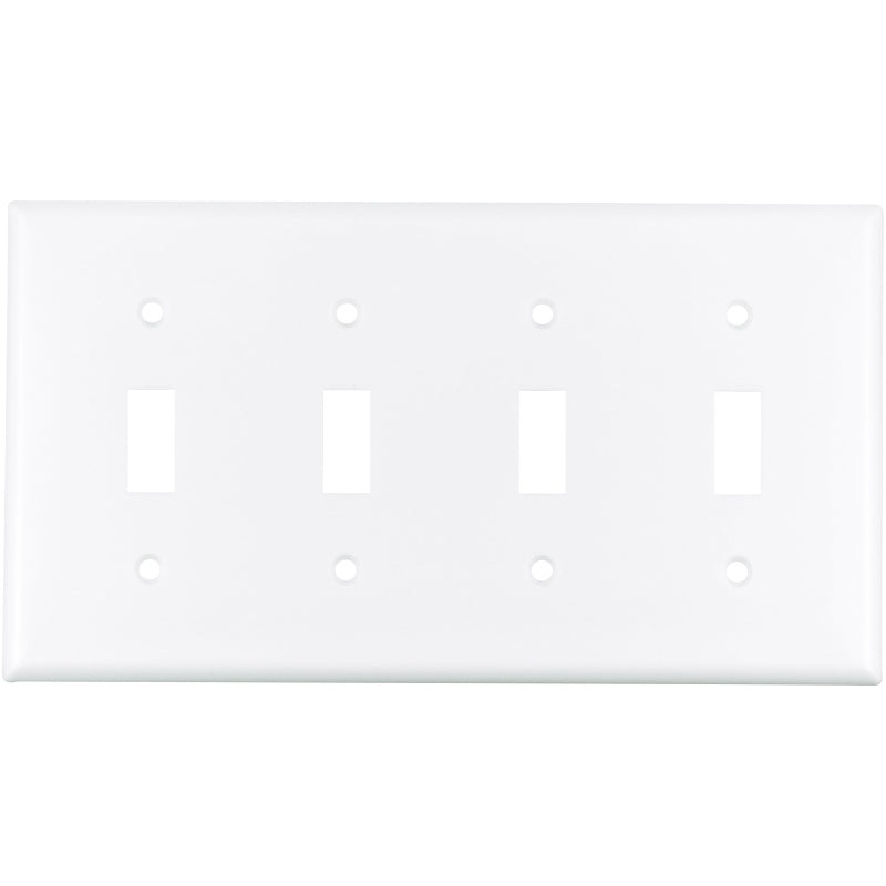 Eaton Wiring Devices 2154W-BOX Wallplate, 4-1/2 in L, 8.19 in W, 4 -Gang, Thermoset, White, High-Gloss