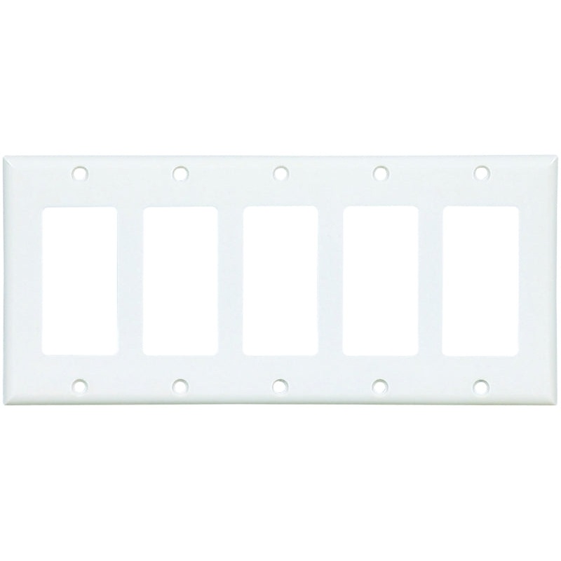 Eaton Wiring Devices 2165W-BOX Wallplate, 4-1/2 in L, 10 in W, 5 -Gang, Thermoset Plastic, White