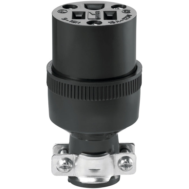 Eaton Wiring Devices 222-BOX Electrical Connector, 2 -Pole, 15 A, 125 V, NEMA: NEMA 5-15, Black