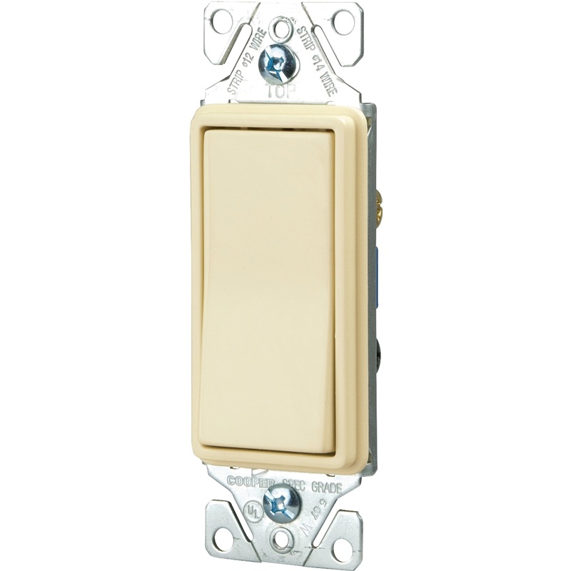 Eaton Wiring Devices 7500 Series 7503V-C Rocker Switch, 15 A, 120/277 V, 3-Way, Lead Wire Terminal, Ivory, Pack of 10