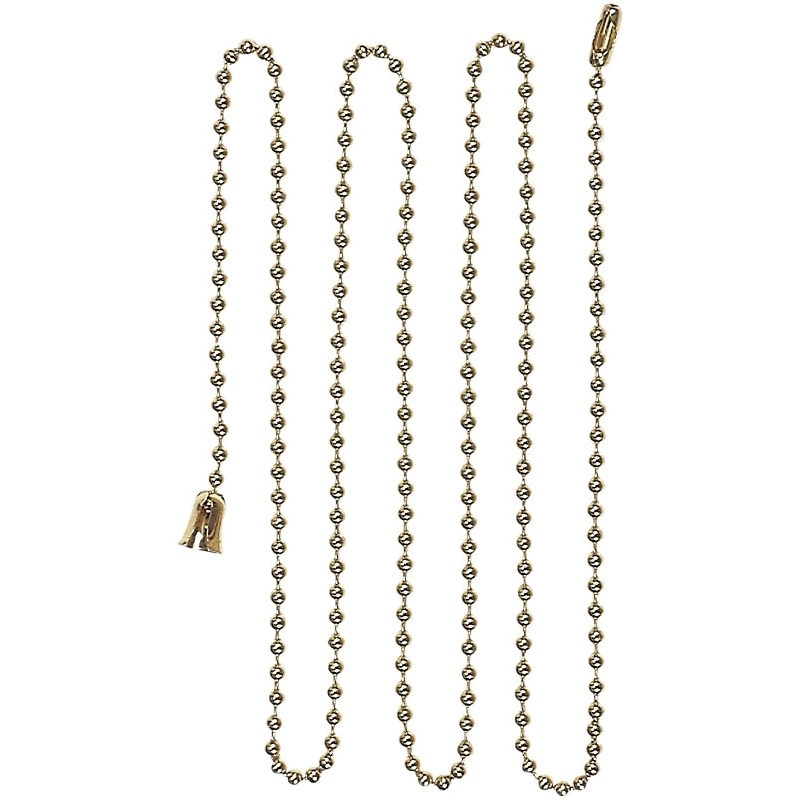 Eaton Wiring Devices BP331BB Ball Chain with End Bell and Connector, #6 Chain, 3 ft L Chain, Brass